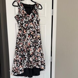 White House Black Market -  Floral A-Line Dress with Pink & White Print